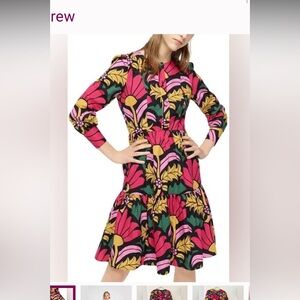 Vibrant J. Crew 100% Cotton Floral Ruffle  Tier Short Summer Vacation Dress